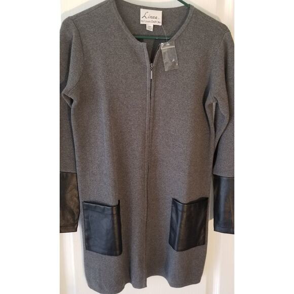 New linea‎ faux leather grey cardigan xxs - Picture 7 of 7